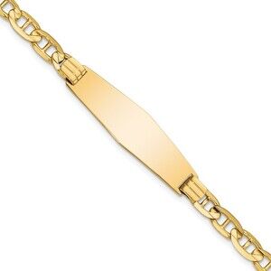 14k Yellow Gold Anchor Soft Diamond Shape Id Bracelet